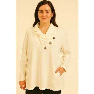 XL neutral SOFT surroundings pocket tunic Westminister sweater warm old money